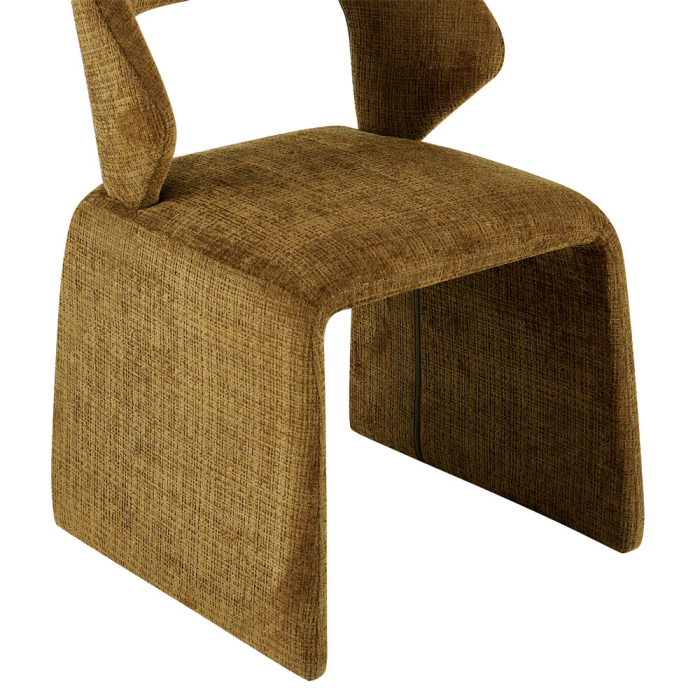Set 2 scaune dining și Horeca din stofă maro auriu cu design curbat [4]