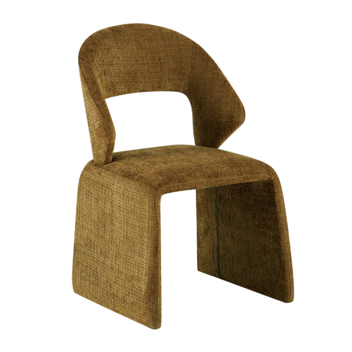 Set 2 scaune dining și Horeca din stofă maro auriu cu design curbat [2]
