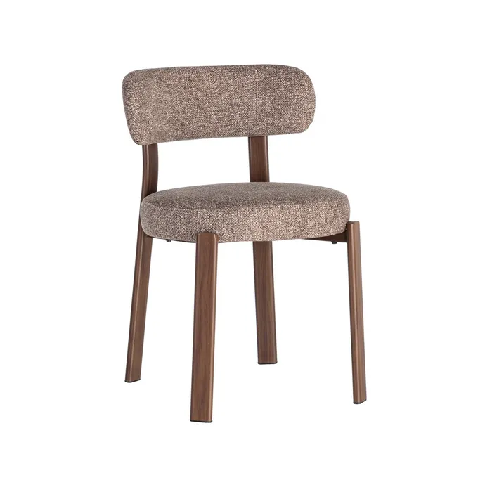 Set 2 scaune de dining și Horeca din stofă maro deschis cu structură metalică maro [4]