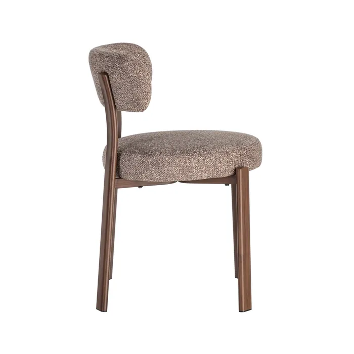Set 2 scaune de dining și Horeca din stofă maro deschis cu structură metalică maro [10]