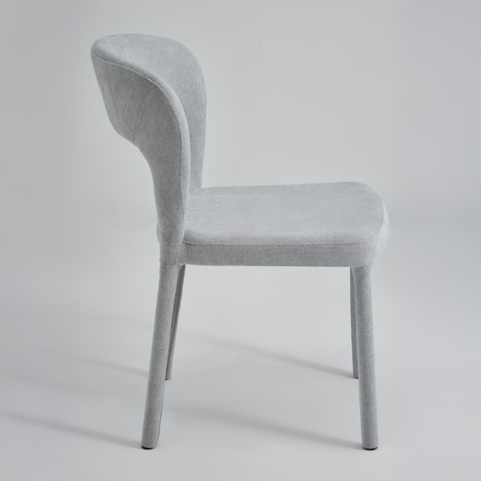 Set 2 scaune dining și Horeca din stofă chenille gri deschis cu spătar decupat [2]