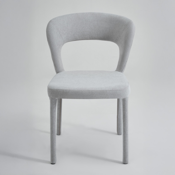 Set 2 scaune dining și Horeca din stofă chenille gri deschis cu spătar decupat [4]