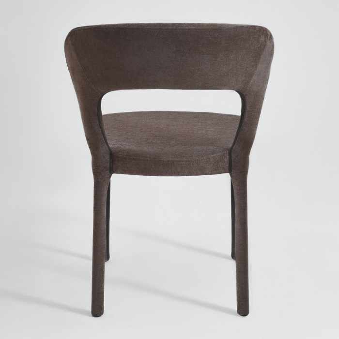 Set 2 scaune dining și Horeca din stofă chenille maro cu spătar decupat [3]