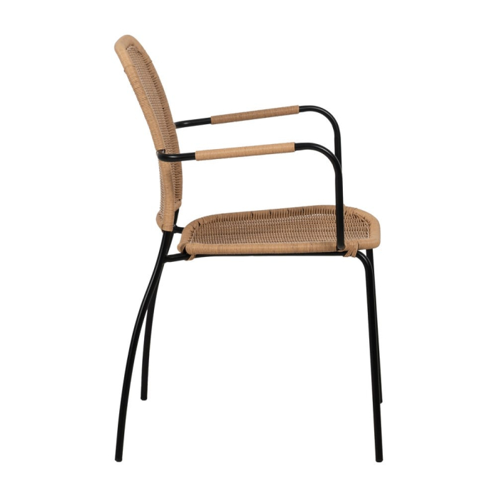 Set scaune interior exterior cu brate ratan natural din otel [3]