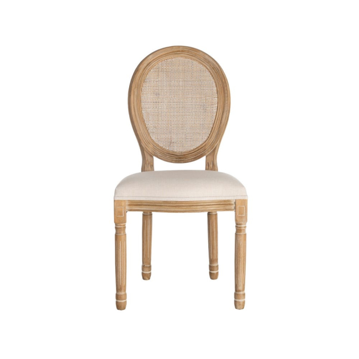 Scaun dining CLASIC, Lemn, Ratan, Stofa In Crem - creativdeco.ro [8]
