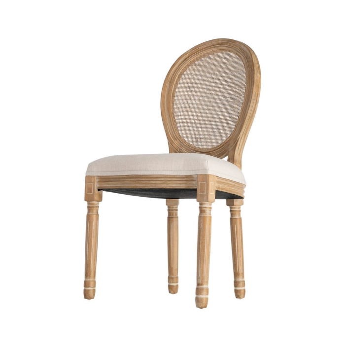 Scaun dining CLASIC, Lemn, Ratan, Stofa In Crem - creativdeco.ro [7]
