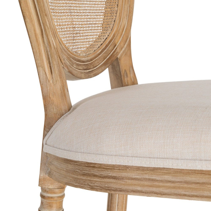 Scaun dining CLASIC, Lemn, Ratan, Stofa In Crem - creativdeco.ro [2]
