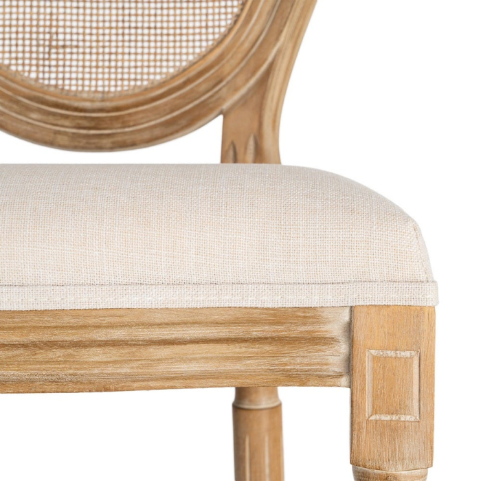 Scaun dining CLASIC, Lemn, Ratan, Stofa In Crem - creativdeco.ro [3]