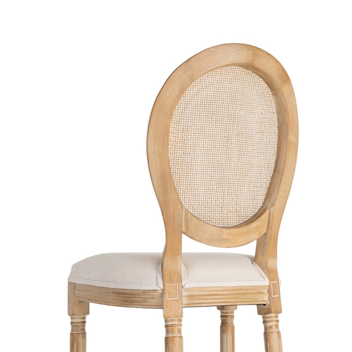 Scaun dining CLASIC, Lemn, Ratan, Stofa In Crem - creativdeco.ro [4]