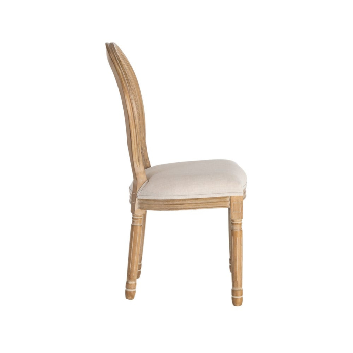 Scaun dining CLASIC, Lemn, Ratan, Stofa In Crem - creativdeco.ro [5]