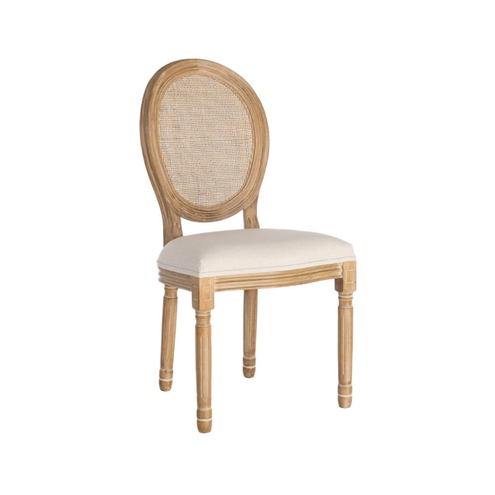 Scaun dining CLASIC, Lemn, Ratan, Stofa In Crem - creativdeco.ro [11]