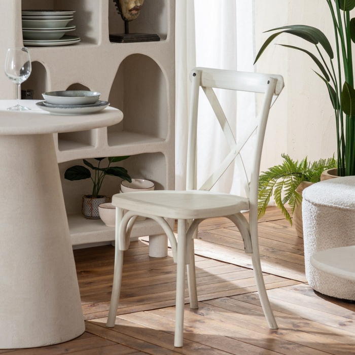 Set 2 scaune dining și HORECA albe cu spătar tip X din polipropilenă [2]