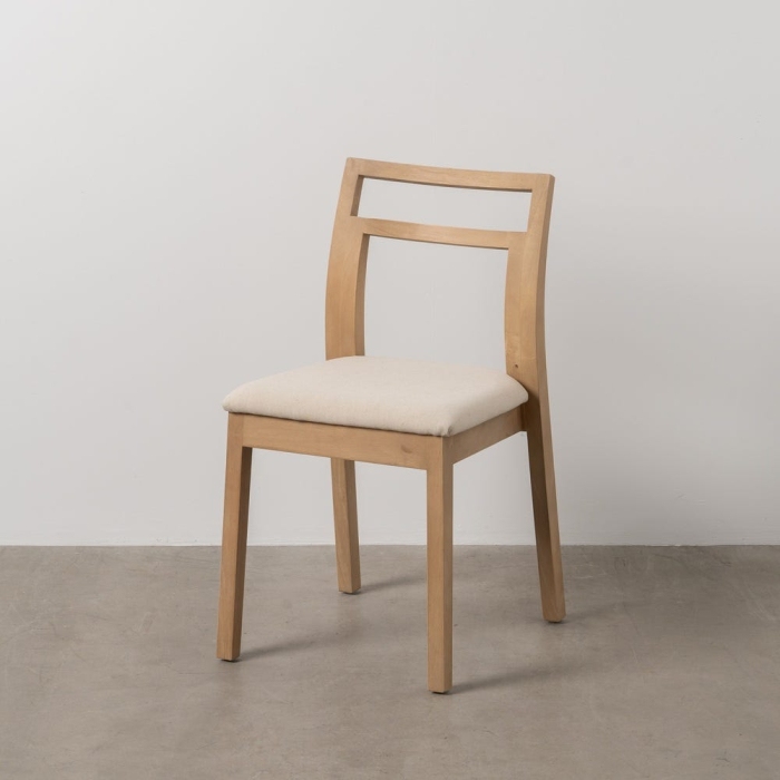 Set 2 scaune dining natur bej din lemn cu șezut din stofă [1]