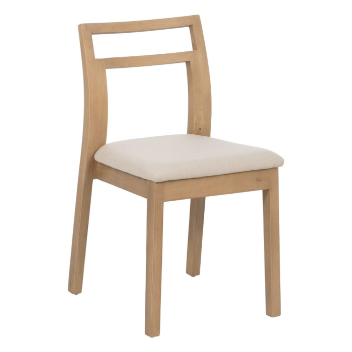 Set 2 scaune dining natur bej din lemn cu șezut din stofă [2]