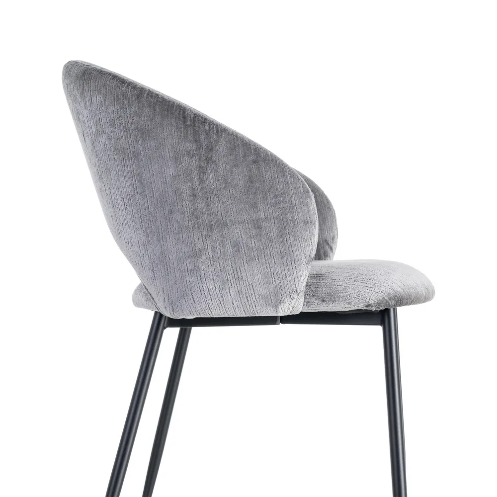 Set 2 scaune dining și Horeca tapițate stofă gri catifea [6]