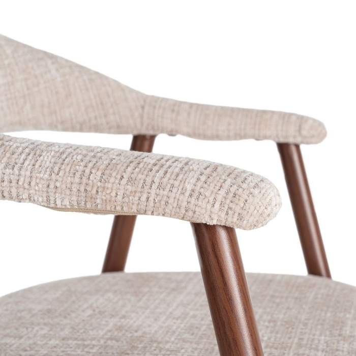 Set 2 scaune bej cu brațe și picioare metalice [2]