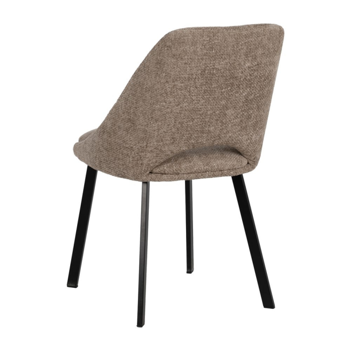Set scaune dining bej cu spătar decupat și picioare metalice negre [4]