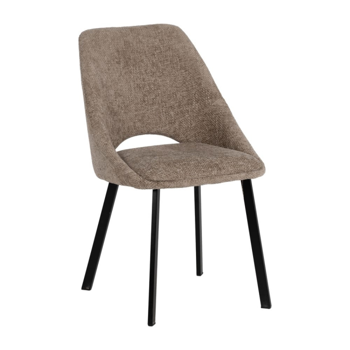 Set scaune dining bej cu spătar decupat și picioare metalice negre [2]