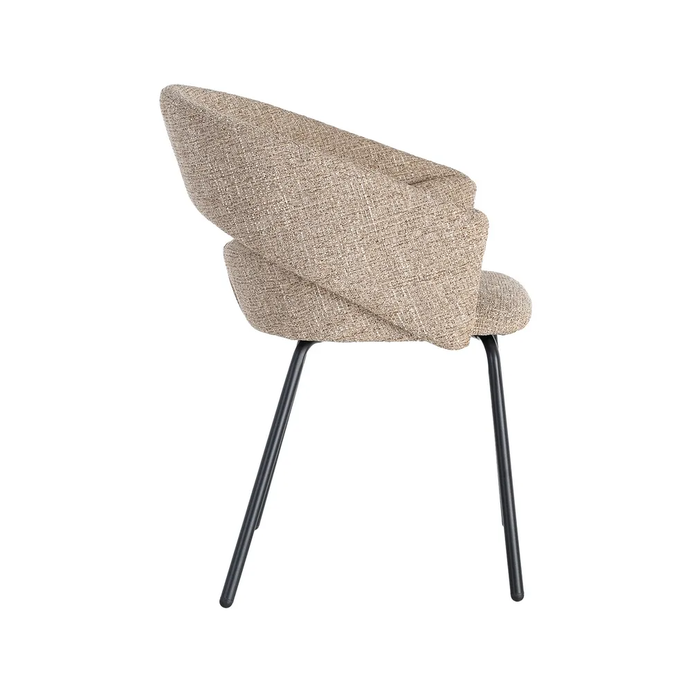 Set 2 scaune dining stofă bej metal negru [4]