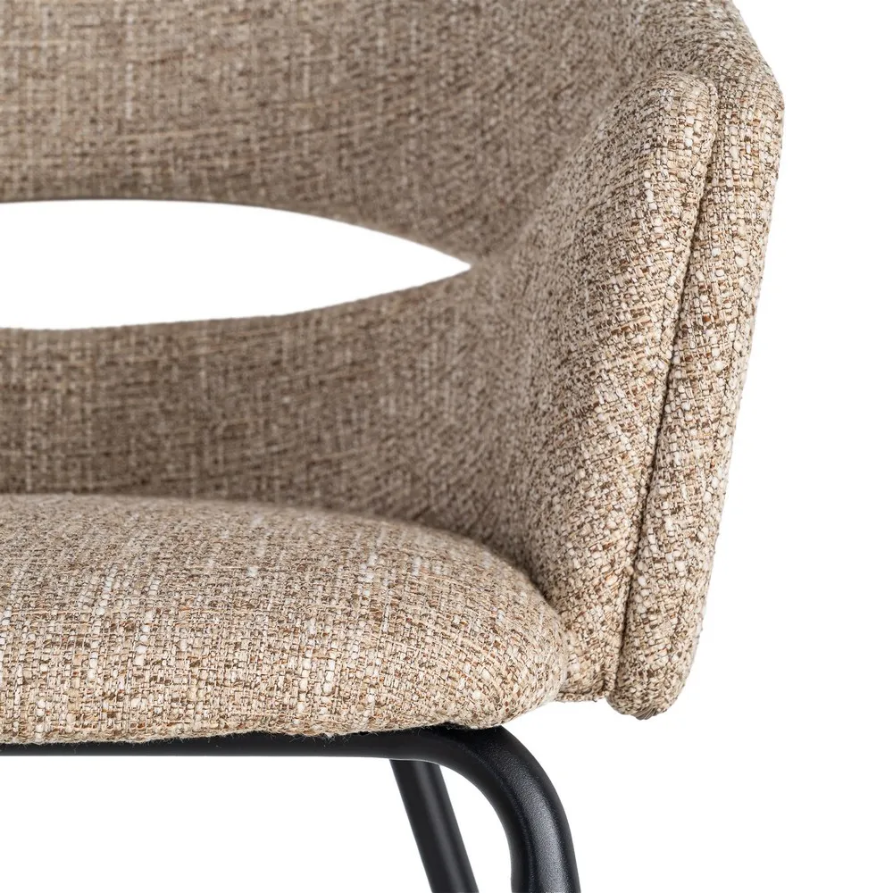 Set 2 scaune dining stofă bej metal negru [5]