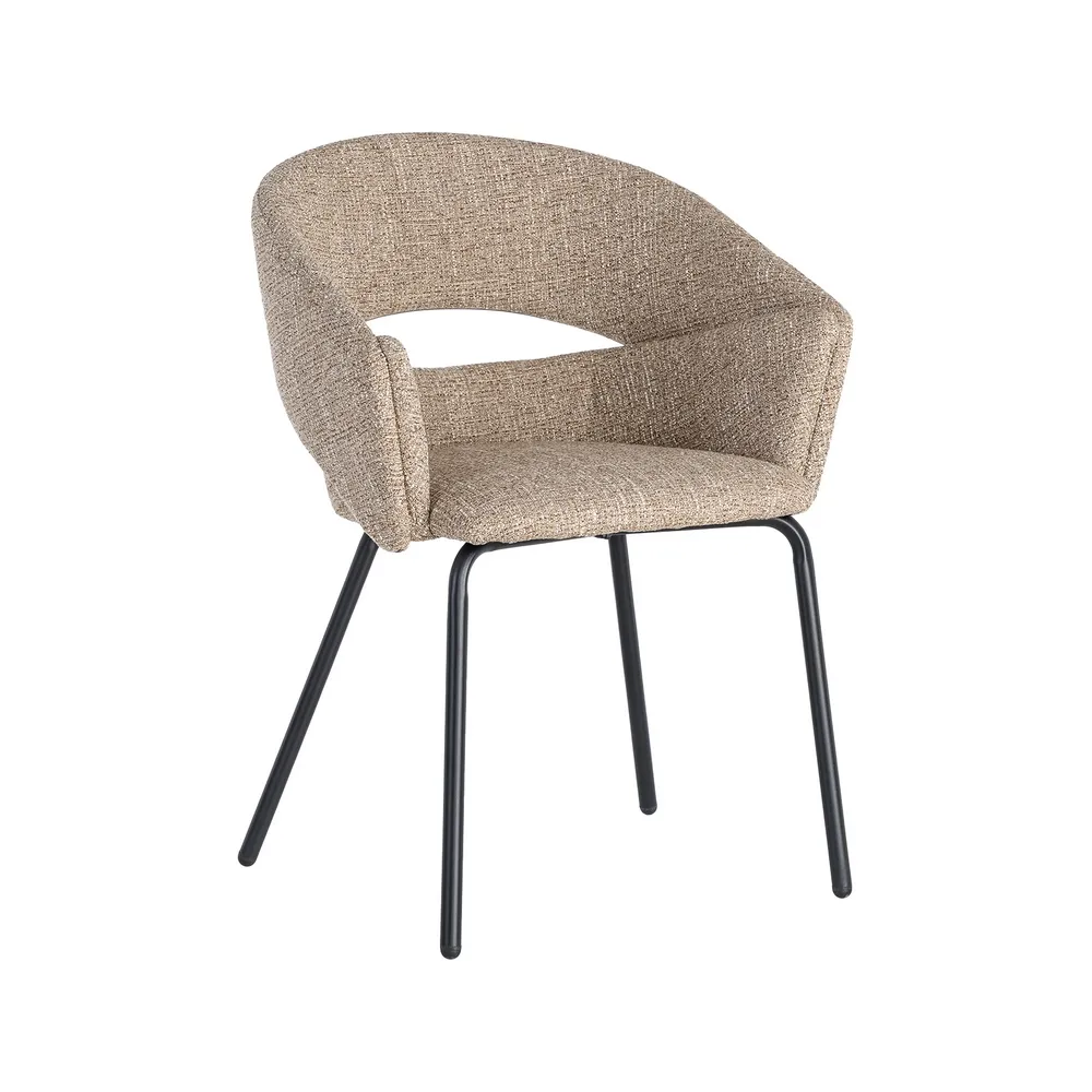 Set 2 scaune dining stofă bej metal negru [2]