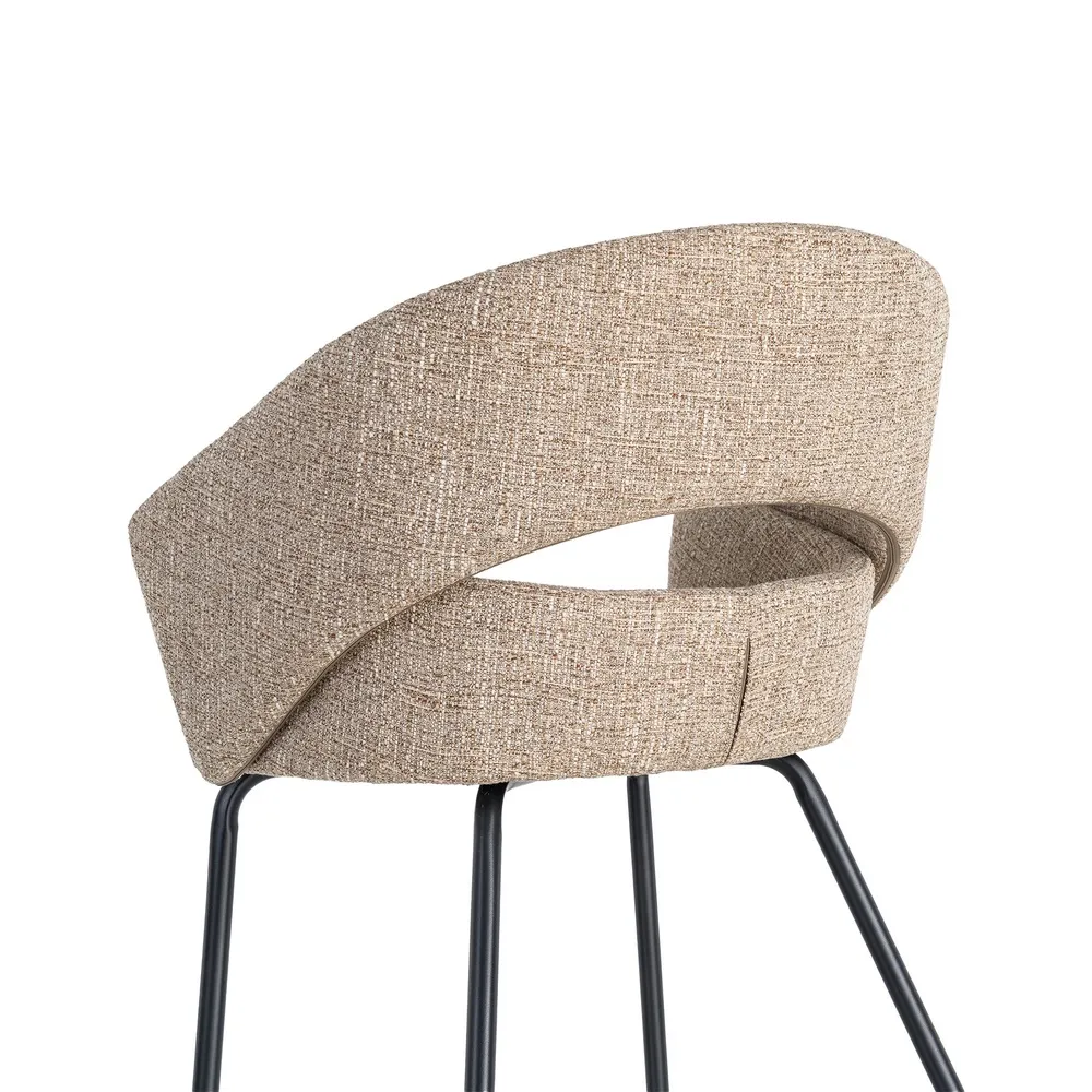 Set 2 scaune dining stofă bej metal negru [9]