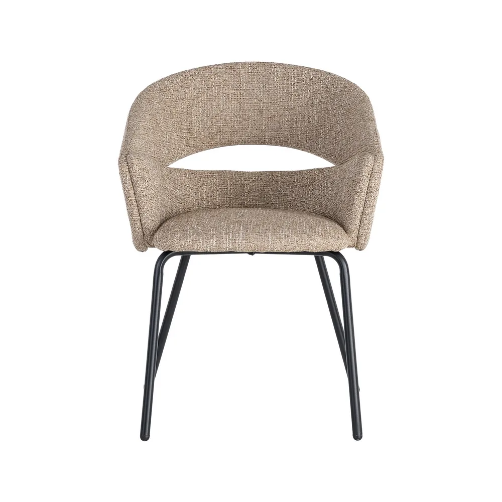 Set 2 scaune dining stofă bej metal negru [3]