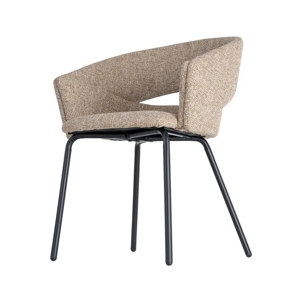 Set 2 scaune dining stofă bej metal negru [8]