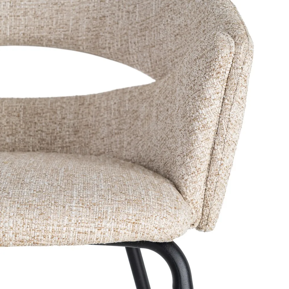 Set 2 scaune dining stofă bej și metal negru [8]