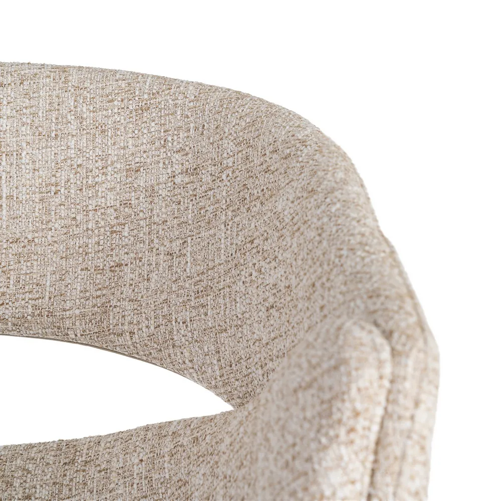 Set 2 scaune dining stofă bej și metal negru [10]