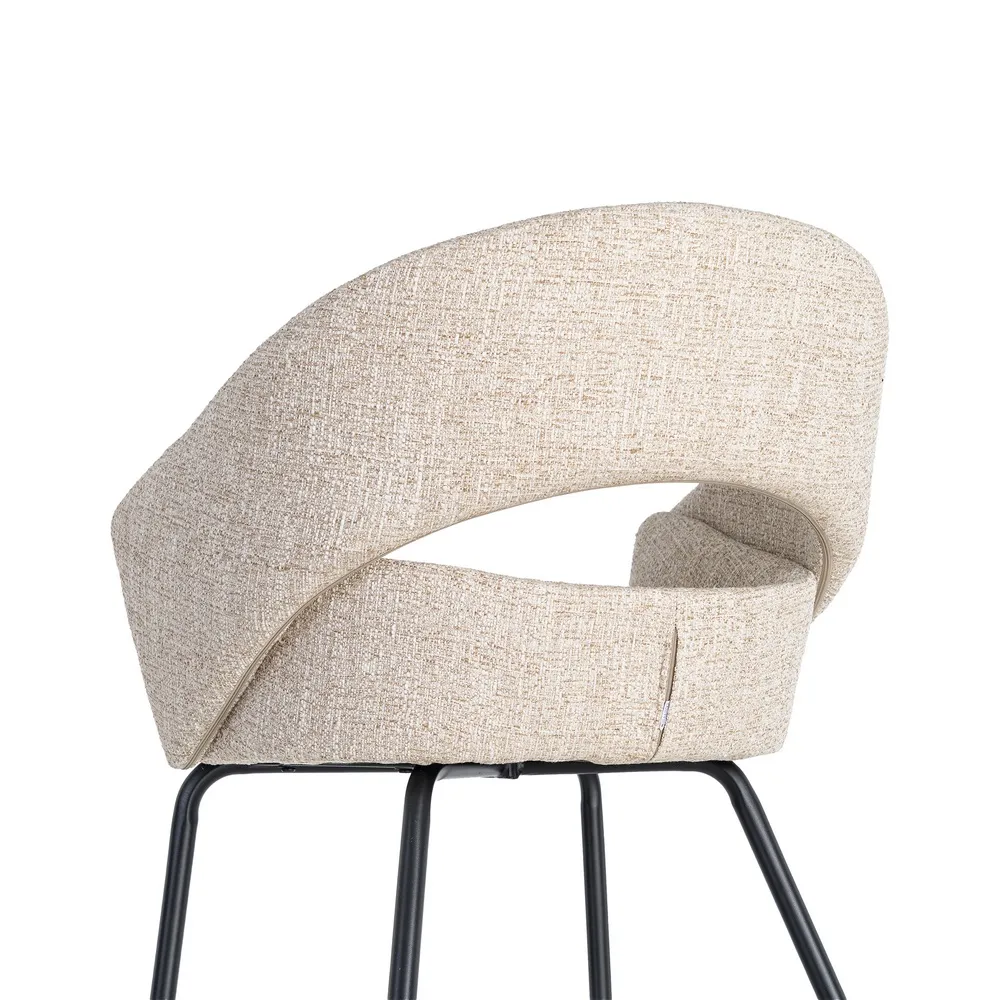 Set 2 scaune dining stofă bej și metal negru [7]