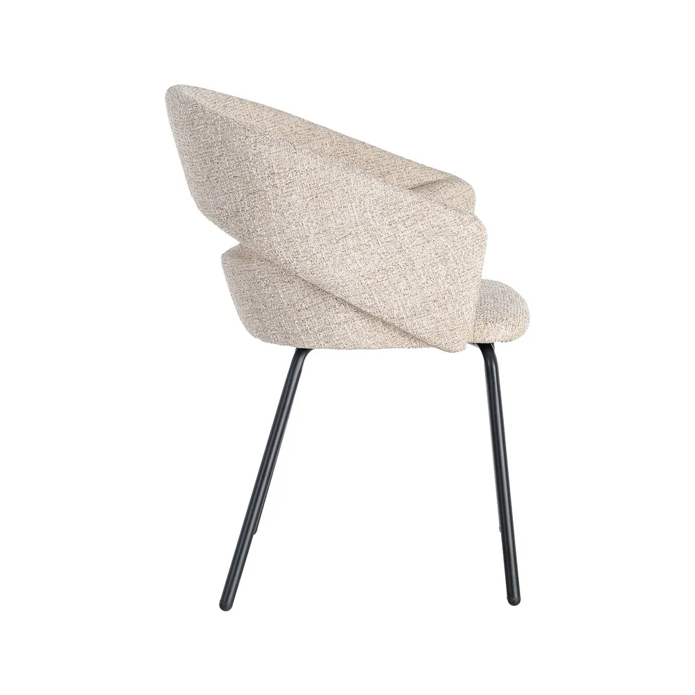 Set 2 scaune dining stofă bej și metal negru [5]