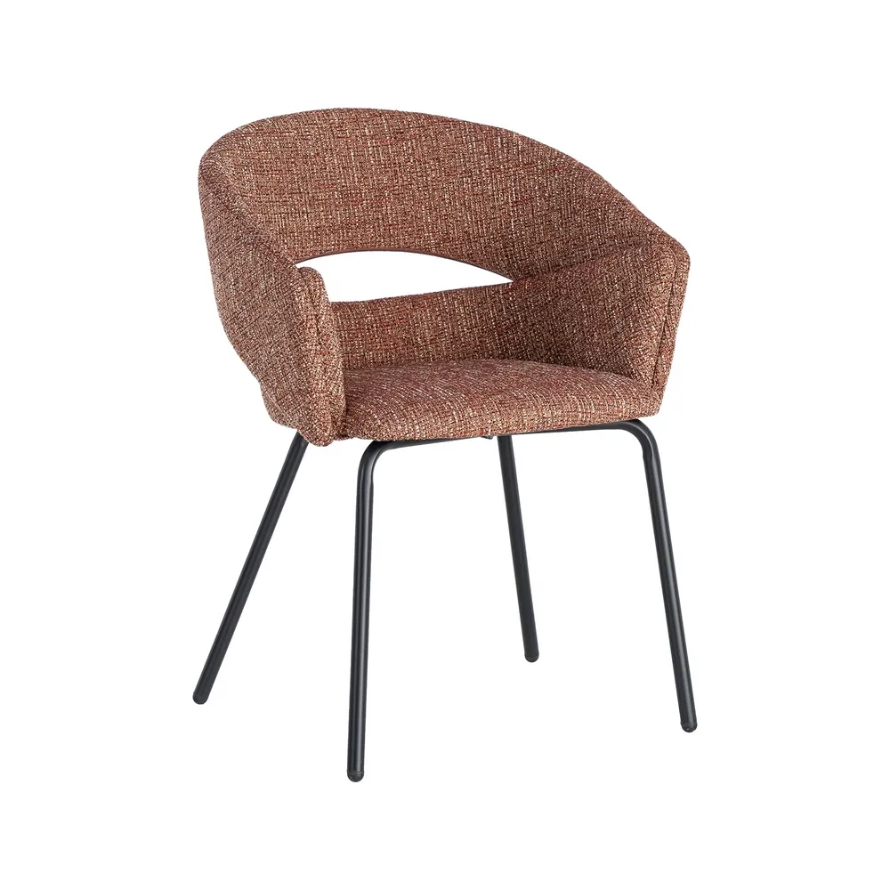 Set 2 scaune dining stofă cărămizie metal negru [3]