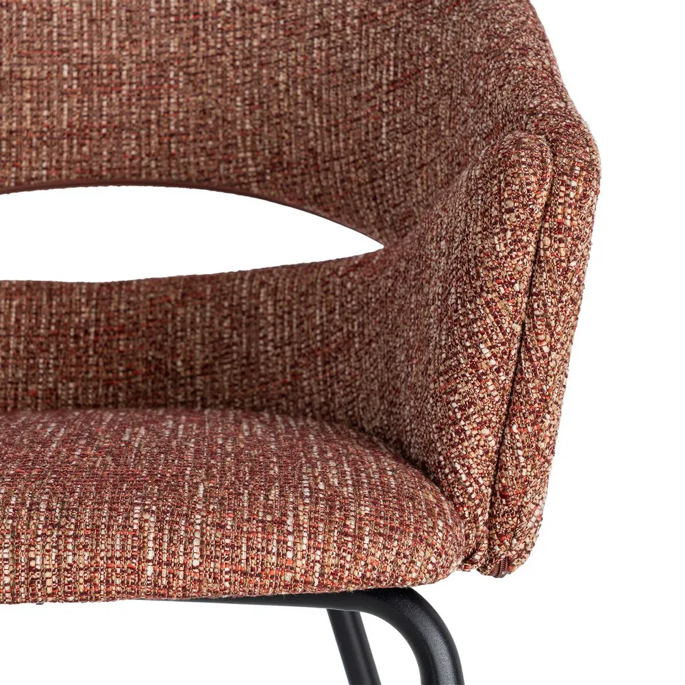 Set 2 scaune dining stofă cărămizie metal negru [6]