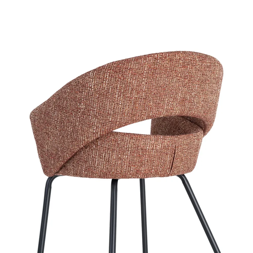 Set 2 scaune dining stofă cărămizie metal negru [9]