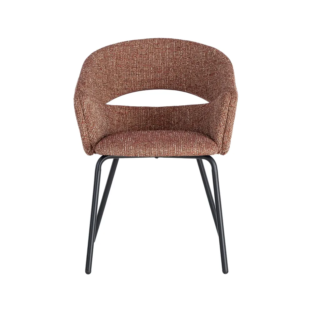 Set 2 scaune dining stofă cărămizie metal negru [2]