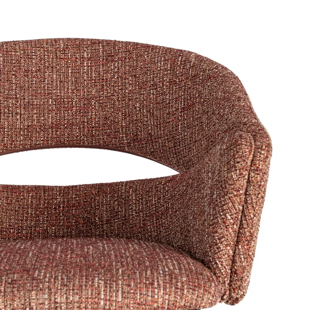 Set 2 scaune dining stofă cărămizie metal negru [8]