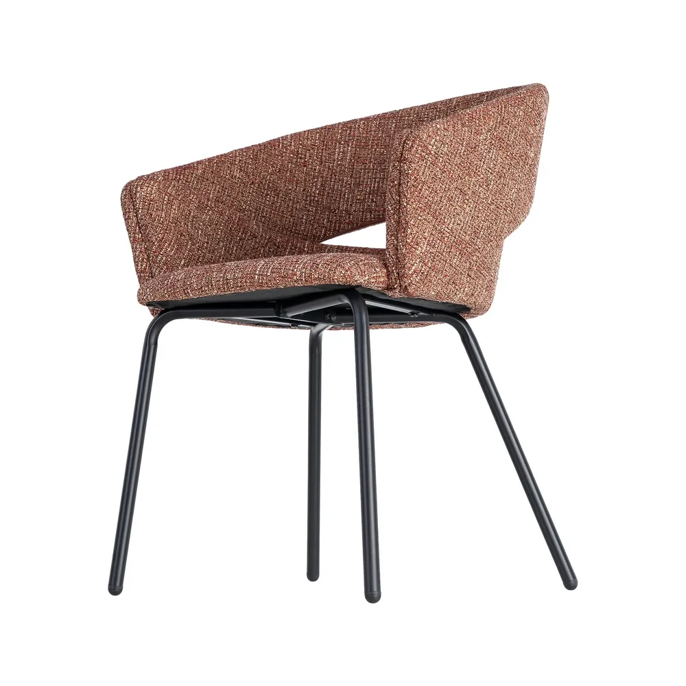 Set 2 scaune dining stofă cărămizie metal negru [5]