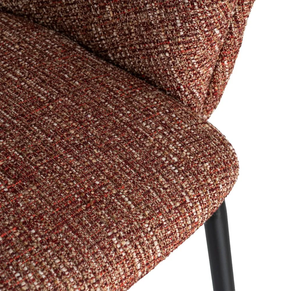 Set 2 scaune dining stofă cărămizie metal negru [7]