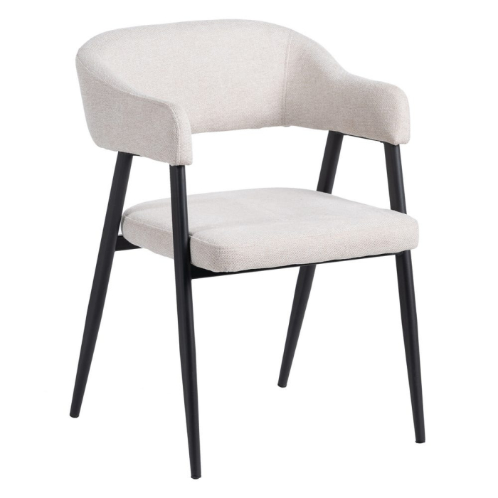 Set scaune dining crem cu brațe și picioare metalice negre [3]