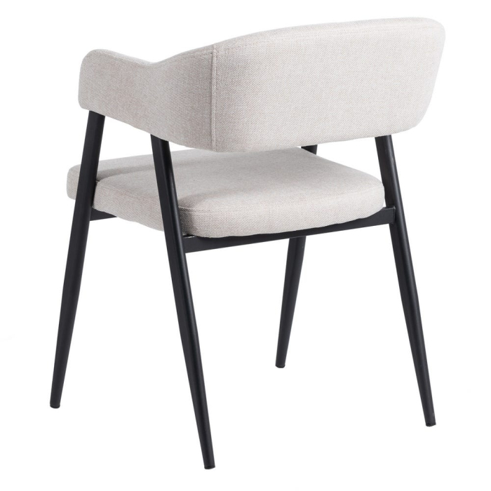 Set scaune dining crem cu brațe și picioare metalice negre [5]