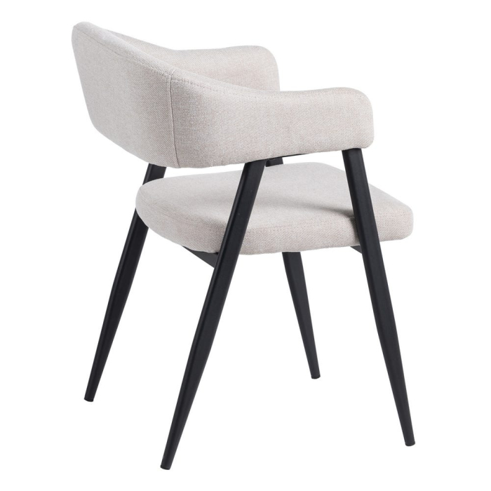 Set scaune dining crem cu brațe și picioare metalice negre [4]