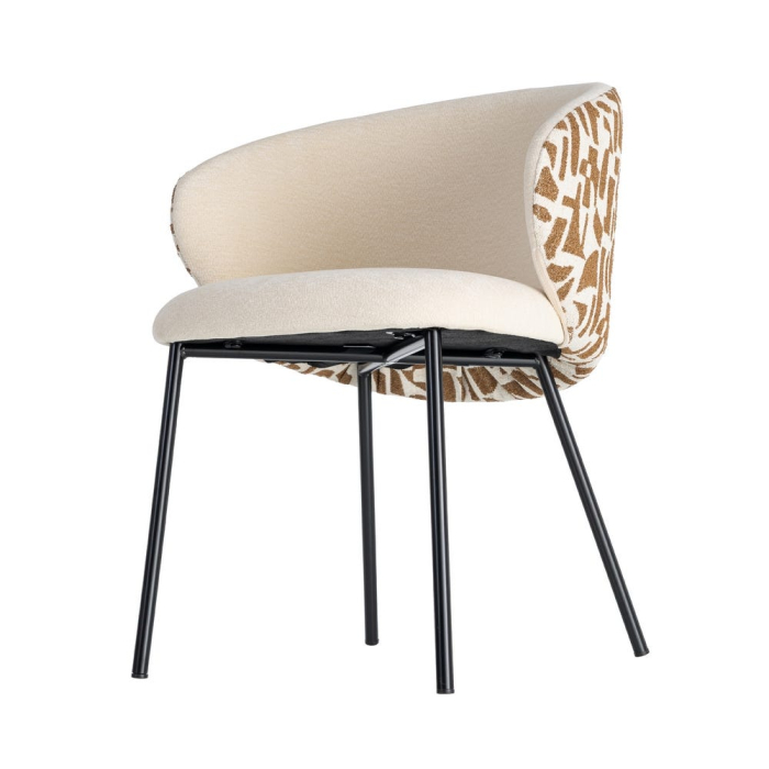 Set 2 scaune crem cu imprimeu decorativ pentru dining [7]