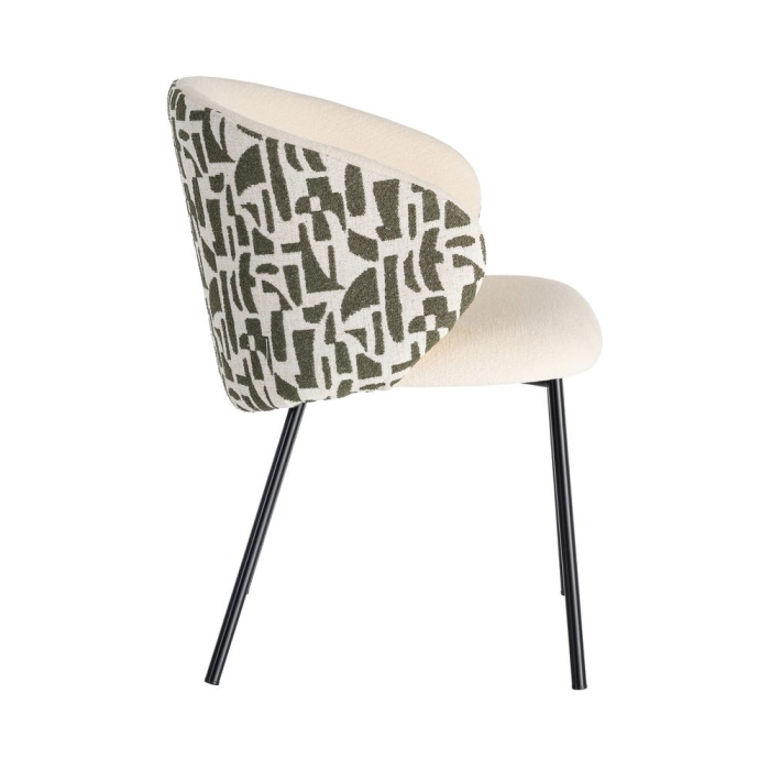 Set 2 scaune crem cu imprimeu geometric verde [4]
