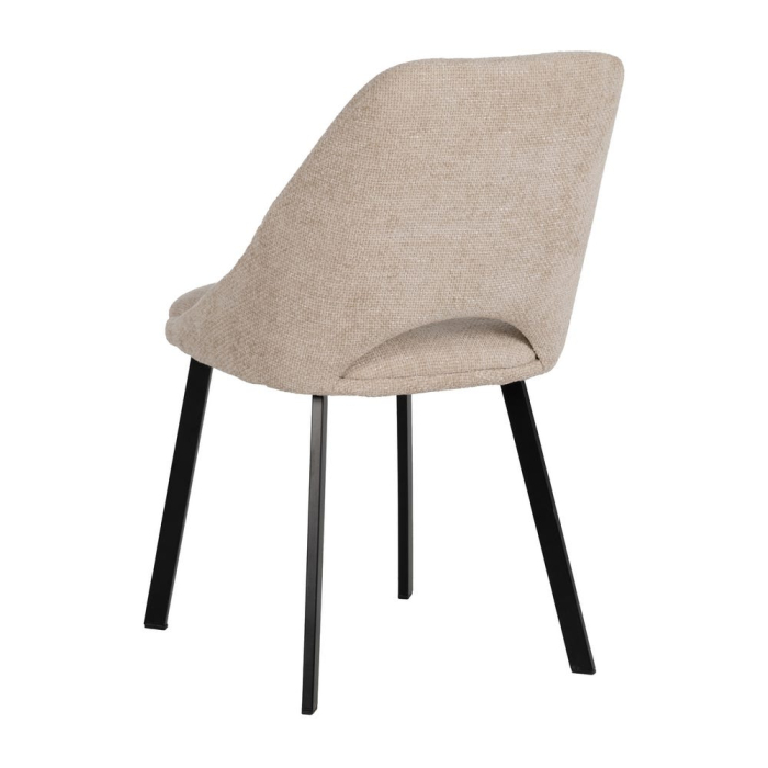 Set scaune dining crem cu spătar decupat și picioare metalice negre [4]