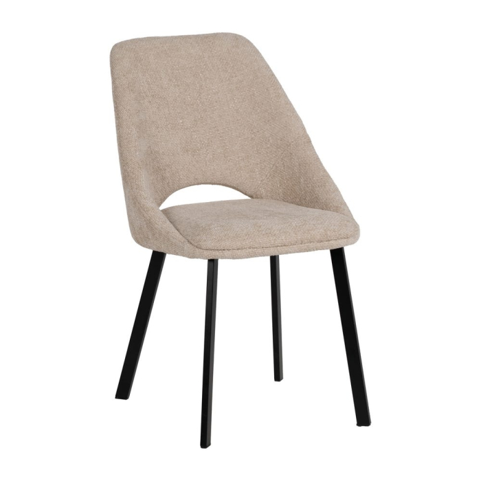 Set scaune dining crem cu spătar decupat și picioare metalice negre [2]