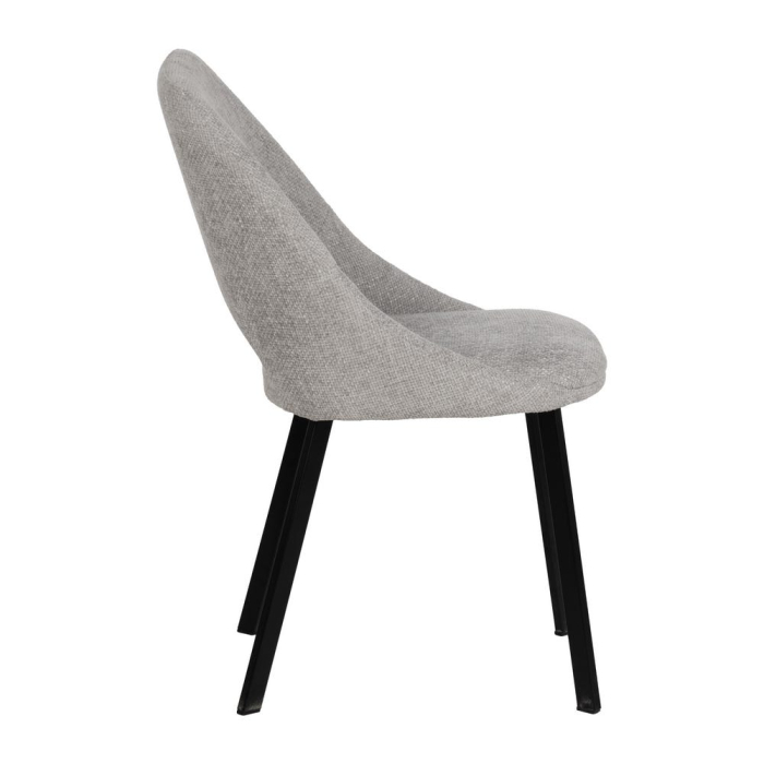 Set scaune dining gri cu spătar decupat și picioare metalice negre [3]