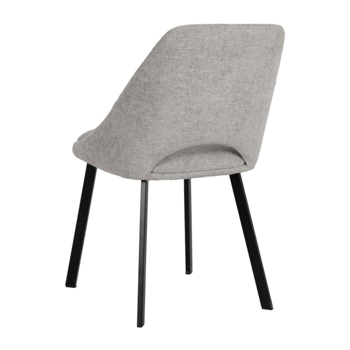 Set scaune dining gri cu spătar decupat și picioare metalice negre [4]
