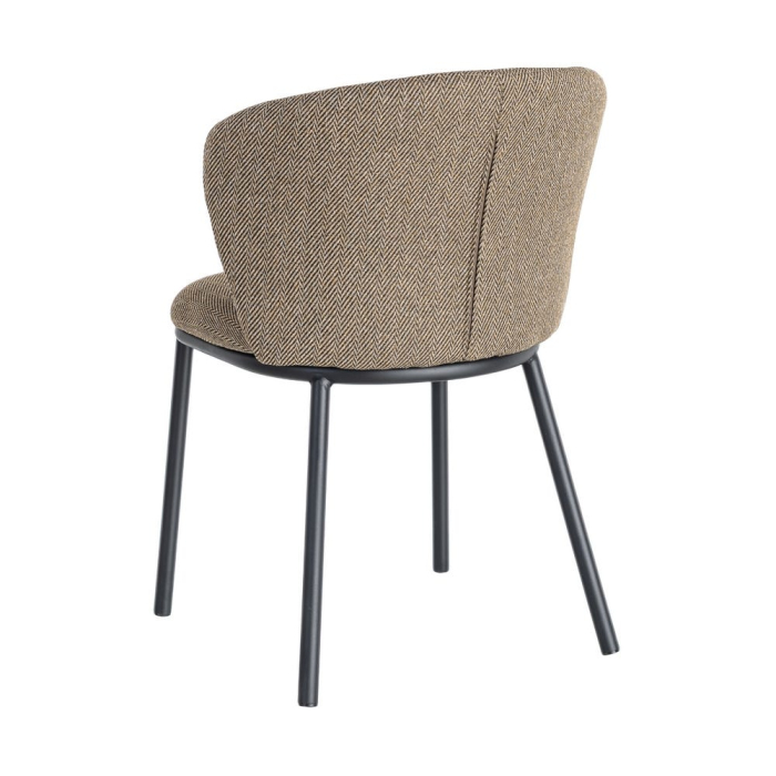 Set 2 scaune dining stofă maro metal negru [5]
