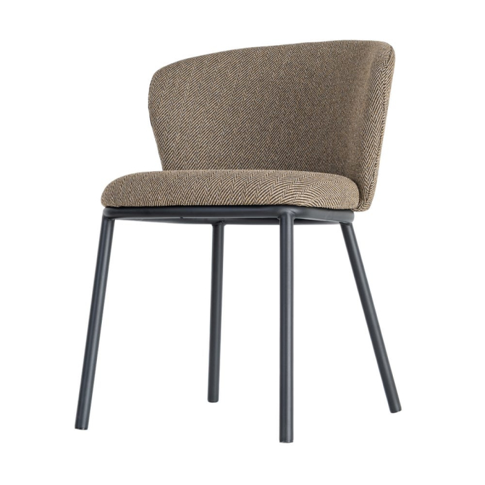 Set 2 scaune dining stofă maro metal negru [8]